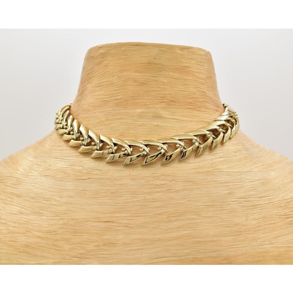 Coro Vintage Choker Necklace Linked Chain Gold Heavy Chunky Signed 1950s BinA17